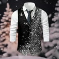 thumbnail image 2 of Telankuip Retro Vests for Men Herringbone Tweed Stand-Up Collar Formal Suit Vest Single Sleeveless Casual Business Wedding Groomsmen Waistcoats with Pockets Grey XXXXL, 2 of 5