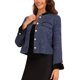 thumbnail image 4 of Chaqueta casual de mujer de tweed con botones y cuello alto de manga larga L azul, 4 of 6