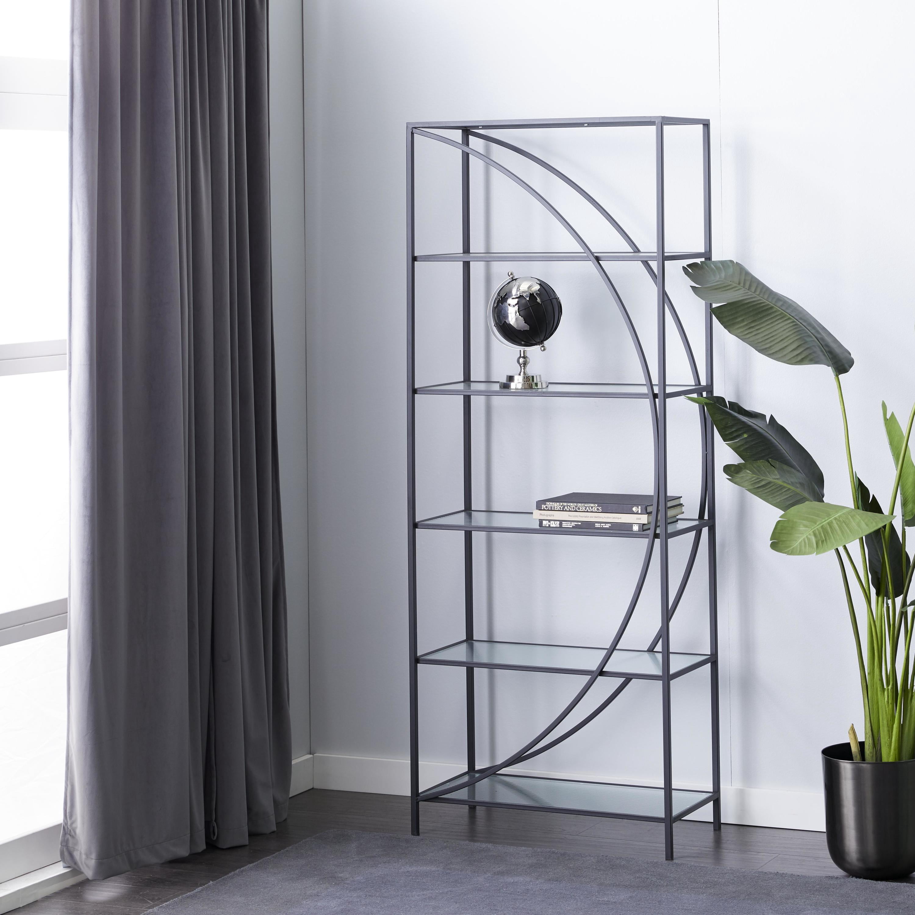 DecMode 28" x 70" Black Metal 6-Tier Shelving Unit, 1-Piece