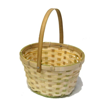 Wide Oval Composite Bamboo - Natural Swing Handle Oval Bamboo Basket 7in