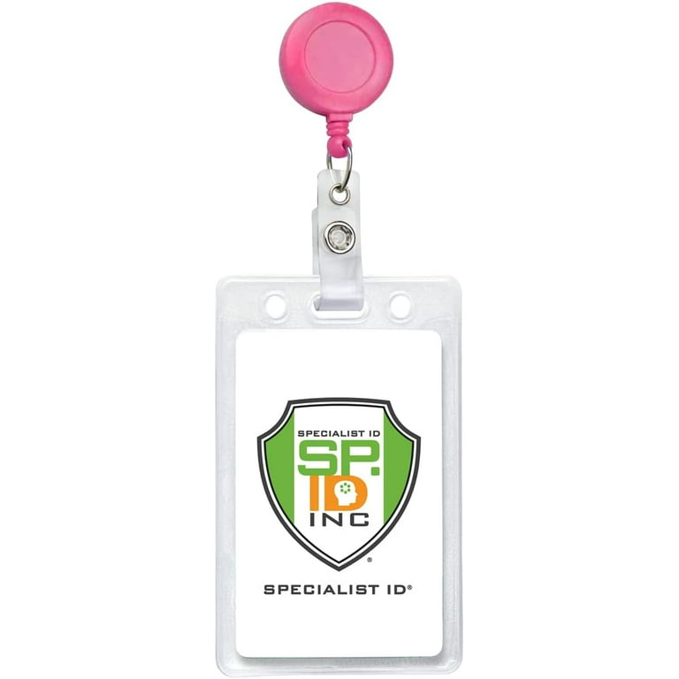 5 Pack - Hot Pink Badge Reels - Retractable ID Holders with Zip Cord Bright  Neon Pink with Metal Belt Clip by (Pink) 