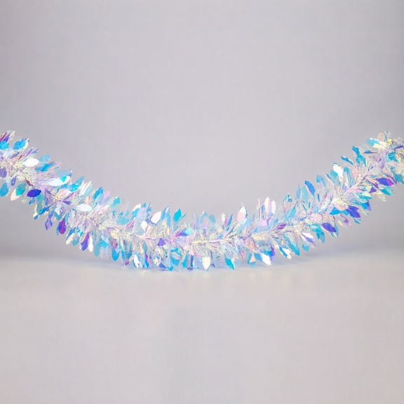 Iridescent Party Decorations Garland - 6ft Shiny Foil Fringe Banner for Wedding, Birthday, Christmas & Frozen Theme. Metallic Rainbow Streamers