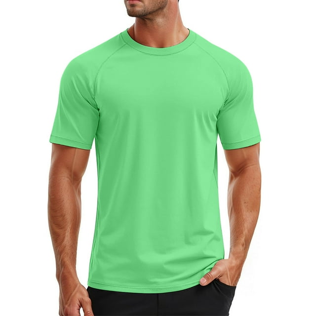 PMVFHDE Mens T-Shirts UPF 50+ Swim Short Sleeve Tee Quick Dry Rash Guard Athletic Sun Protection Top