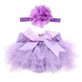 thumbnail image 1 of Falda de tutú y diadema de flores para bebé niña, accesorios de fotografía, vestido de cumpleaños para recién nacida, tocado, talla S (morado), 1 of 7