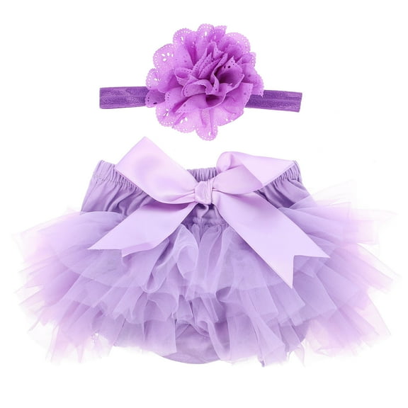 OFFIGAM Baby Tulle Skirt with Flower Headband Cotton Set Newborn Photography Props for Girls Soft Comfortable