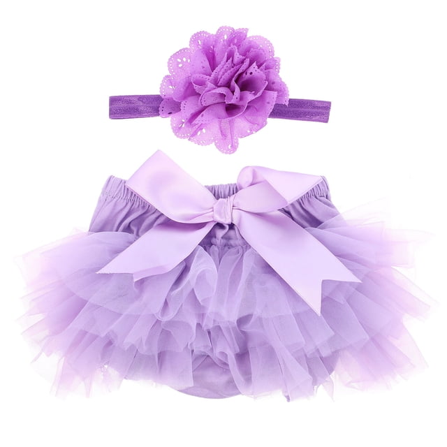 Falda de tutú y diadema de flores para bebé niña, accesorios de fotografía, vestido de cumpleaños para recién nacida, tocado, talla S (morado)