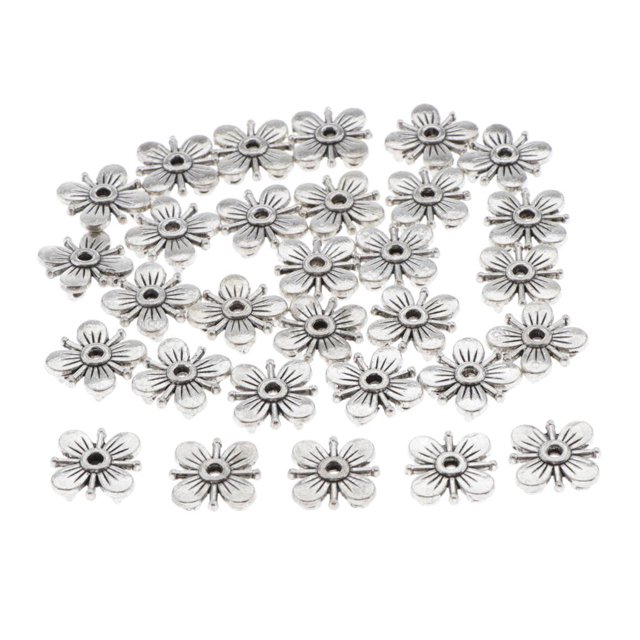 30x Vintage Flower Shank Button Beads Accesorio Para Joyas Resultados plata vintage