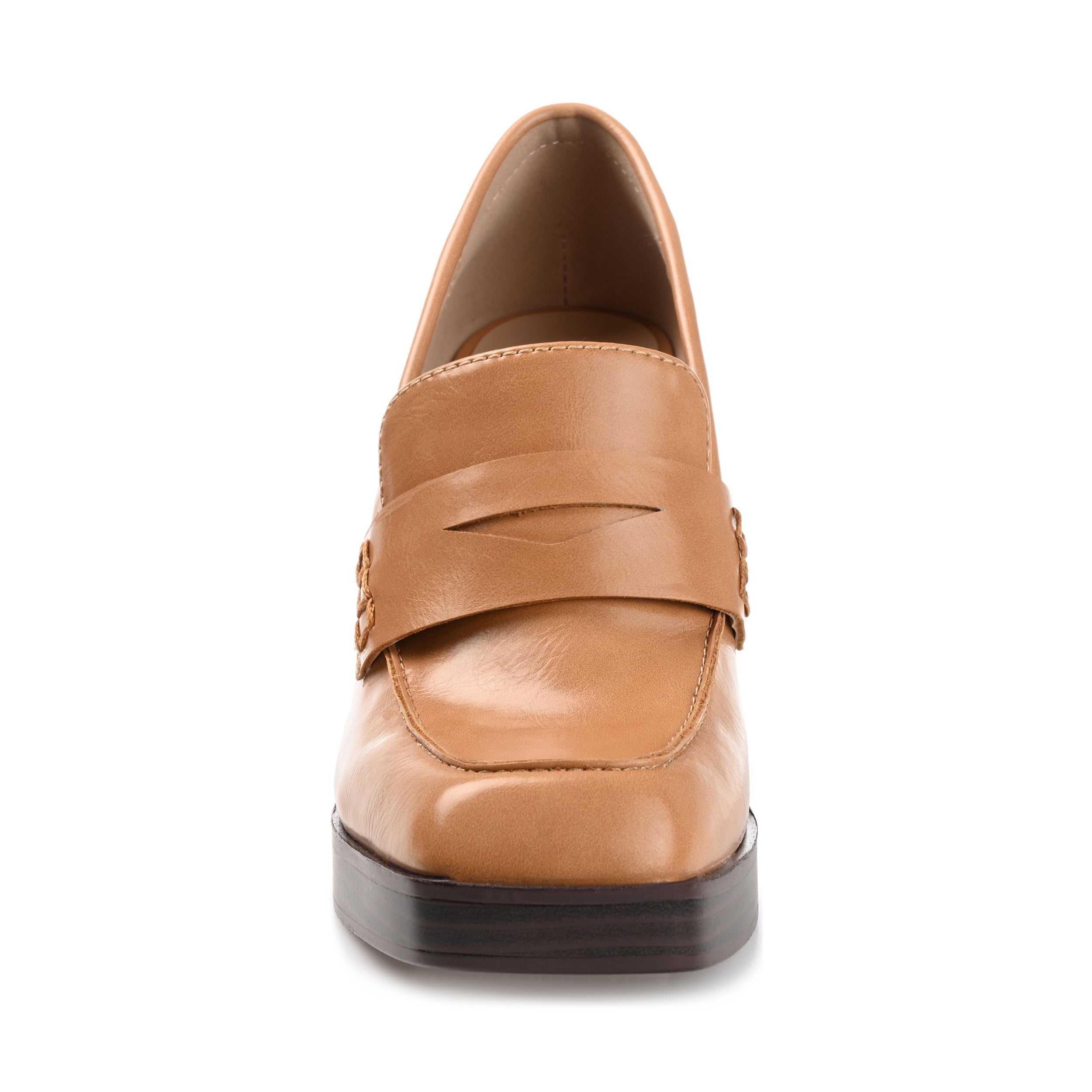 Journee Womens Ezzey Loafer Mid Stacked Heel Square Toe Pumps, Widths Available