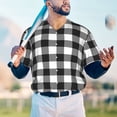 thumbnail image 5 of Lsque Black White Plaid Pattern Mens Polo Golf Shirts Funny Graphics Shorts Sleeve Button Shirts Baseball T-shirt-XX-Large, 5 of 7