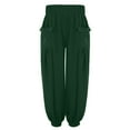 thumbnail image 5 of Homenesgenics Short Pant for Women Plus Size Clearance Womens Short Casual Elastic High Waist Solid Color A-Line Long Pants with Pocket/(Green,XL), 5 of 8