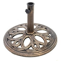 Pemberly Row Patio Outdoor Round Umbrella Base Stand Cast Iron Gold