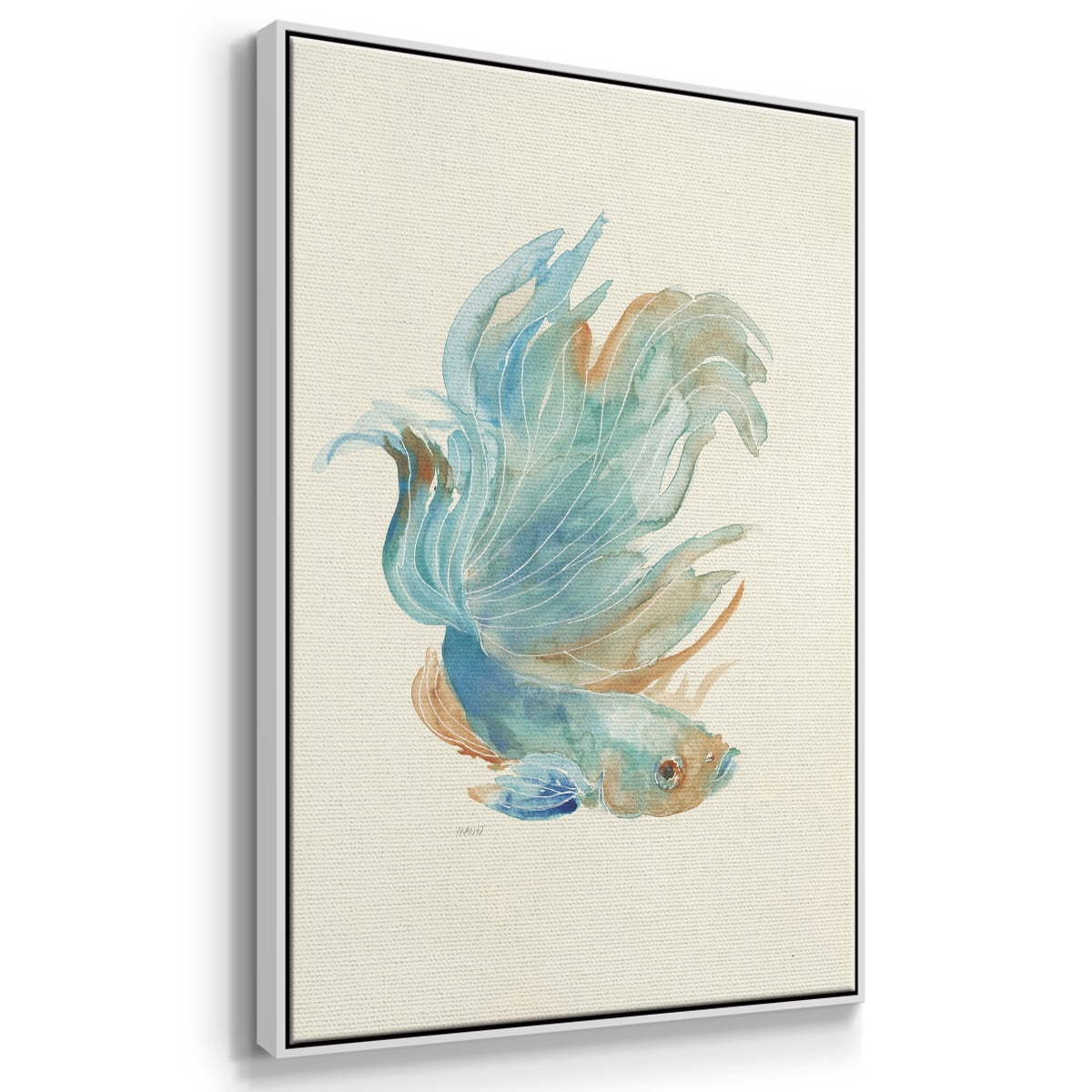 Betta I Framed Premium Gallery Wrapped Canvas - Ready to Hang - 25 x 37 - White Floating Frame