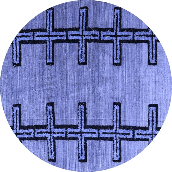 Ahgly Company Indoor Round Southwestern Blue Country Area Rugs, 7' Round