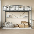 thumbnail image 3 of Loft Bed Twin Size with Ladde and Arched Guardrail, Heavy Duty Metal Loft Bed Frame for Kids and Adults, Sturdy Steel Slats Support, Small Space Saving Design, No Box Spring Needed, Gray, 3 of 8
