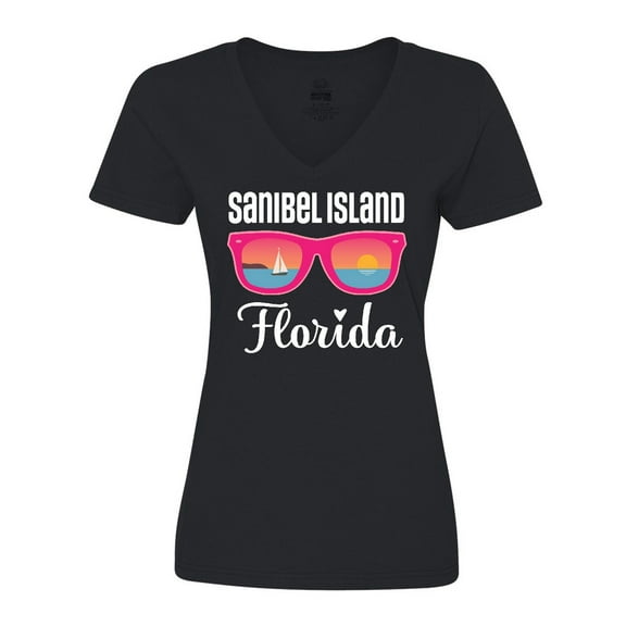Inktastic Sanibel Island Florida Vacation Women's V-Neck T-Shirt