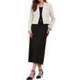thumbnail image 2 of INSPIRE CHIC Cropped Blazer for Women's Lapel Collar Work Office Long Sleeve Suit Jacket Business Blazers M White, 2 of 5