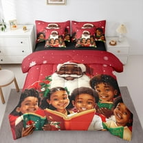 Manfei Santa Claus 7-Piece Twin Bedding Sets,Festival Xmas Bedding Comforter Set,Christmas Gifts Breathable Sheet Sets,Ultra Soft Kawaii Home Decor,Reversible