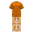 thumbnail image 5 of BLOCLOALO 2 Piece Lounge Set Short Sleeve Shirts Women's Summer Fashion Loose Printed Pants Casual Suit Two Piece Set Floral Printted Pants Dressy Casual Suit Soft Lounge Set Orange 4Xl, 5 of 5