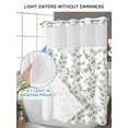 thumbnail image 6 of No Hook Shower Curtain with Snap-in Liner, Green Leaves Waterproof Fabric Bathroom Curtains, Summer Botanical Elegant Farmhouse Bath Curtains & Mesh Top Window Stall 48"x72", 6 of 9