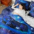 thumbnail image 4 of Castle Fairy Abstract Gamer 7-Piece Twin Bedding Sets for Teenagers,Galaxy Gamepads Bedding Comforter Set,Gradient Universe Breathable Sheet Sets,Lightweight Room Decor, 4 of 8