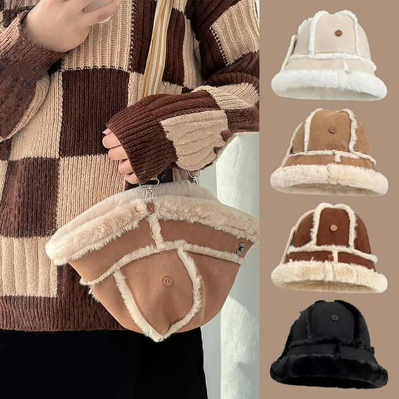 Dyfzdhu Winter Warm Bucket Hat Women Men Fluffy Hats Vintage Faux Fisherman Cap