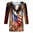 thumbnail image 6 of Meichang Memorial Day Shirts for Women 3/4 Sleeve American Flag Tops 4th of July Patriotic Independence Day T-Shirts USA Flag Red White and Blue Blouses, 6 of 6