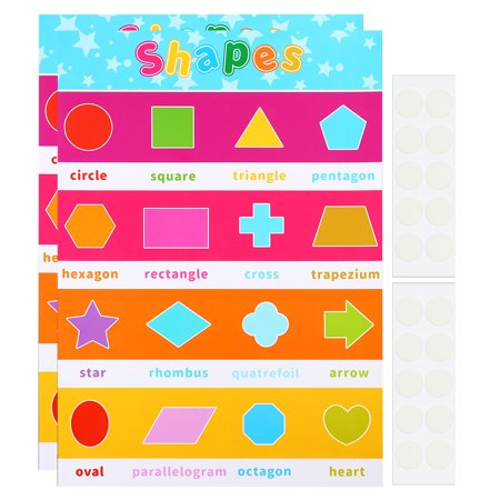2pcs Shapes Chart, 11x17inch Shapes Chart Poster Color Shapes Tables ...