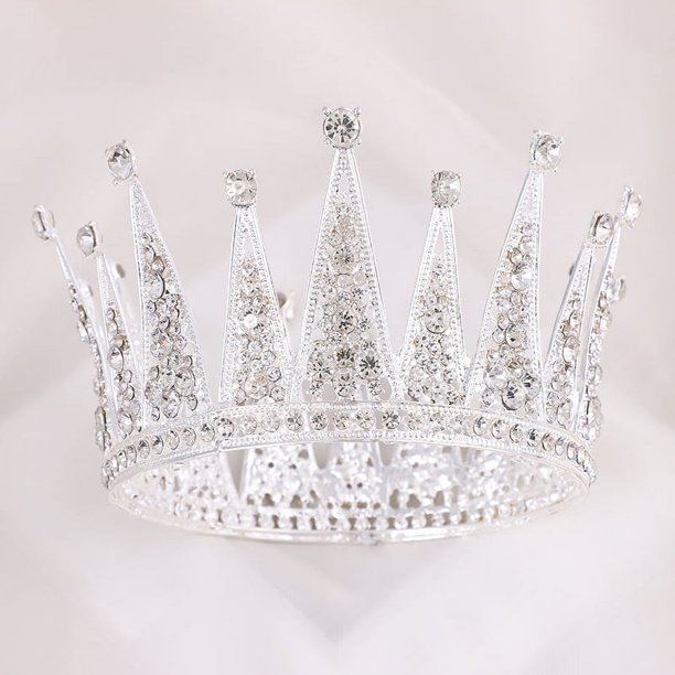 Zhuge Tiara de boda para novia, diadema de princesa, corona de novia, joyería para el cabello con diamantes de imitación de cristal, decoración para novia, cumpleaños, graduación, boda (plateada)