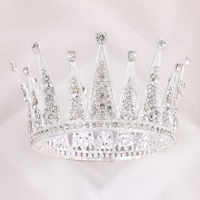Zhuge Tiara de boda para novia, diadema de princesa, corona de novia, joyería para el cabello con diamantes de imitación de cristal, decoración para novia, cumpleaños, graduación, boda (plateada)