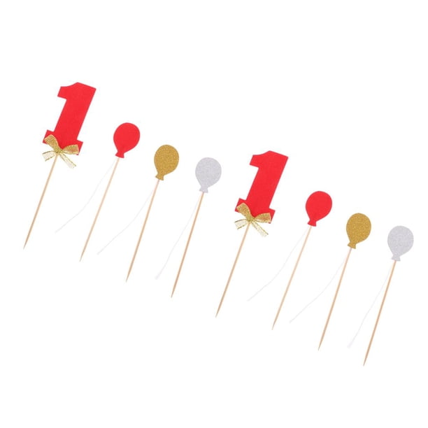 1 Magdalena Cupcake Selecciones de Papel Set Toppers de Magdalena DIY rojo Soledad Decoración del primer de la torta del globo