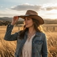 thumbnail image 6 of Hzzsbu Cow Hat for Women, Felt Western Hats With Macrame Beaded Band Jazz Top Hat Wide Brim Sun Hat Beach Vintage Retro Western Cow Hats for Wedding Party, 6 of 7