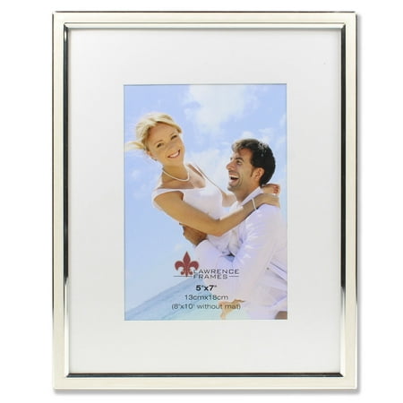 Mutt Mat - 5x7 Matted Ivory Enamel and Silver Metal Picture Frame - 8x10 Without Mat