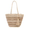 thumbnail image 1 of Bolso de mano informal GEEK de gran capacidad tejido de paja para mujer, bolso de hombro para playa, vacaciones de verano, diseño hueco de lujo a la moda, bolso de mano femenino, 1 of 5