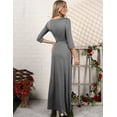 thumbnail image 4 of Doublju Women's 3/4 Sleeve Wrap Front Maxi Dress with Tie Waist, 4 of 4