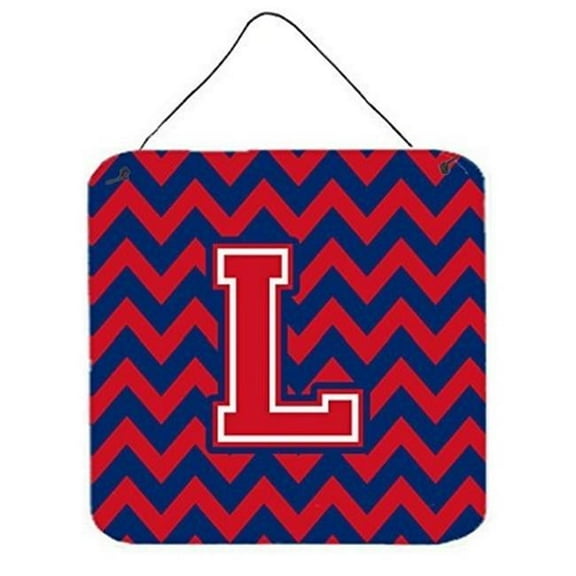 Letter L Chevron Yale Blue & Crimson Wall or Door Hanging Prints