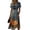 Dark Gray, variant on Halloween Ghost Floral Print Dress for Women, Short Sleeve V-Neck Midi Swing Dress, Casual Boho Party Maxi, 1 Piece Beige L