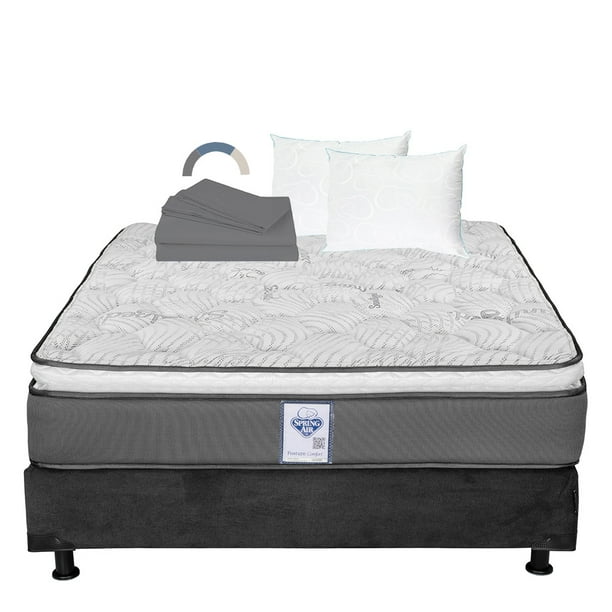 Colchon Matrimonial Prestige+Box Base Cama+Almohada Oso 2+Sabanas Basic