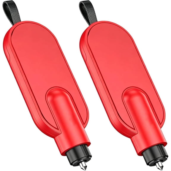2026 Underwater Operable Car Glass Breaker and Concealed Seat Belt Cutting Tool, Auto Crash Survival Device Car Escape Keychain, 2 Pack, Red