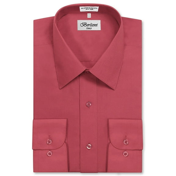 Berlioni Italy Men's Long Sleeve Solid Premium Dress Shirt