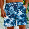 thumbnail image 4 of Dagegui Mens Casual Beach Shorts Tie Dye Printed Summer Shorts Loose Elastic Waist Drawstring Shorts Big and Tall Outdoor Travel Shorts with Pockets Blue 4XL, 4 of 7
