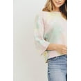 thumbnail image 4 of Saronite Tie Dye Round Neck 3/4 Sleeve Boxy Oversized Cotton Tee Shirt Top (Women's), 4 of 5