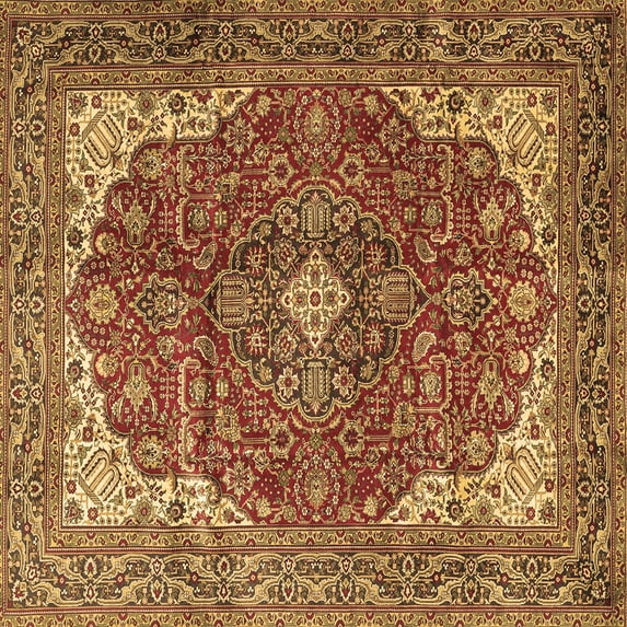 Ahgly Company Indoor Square Medallion Brown Traditional Area Rugs, 4' Square