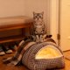 thumbnail image 5 of Cama para gatos, cálida y suave, gruesa, portátil, con cojín extraíble, suave Gris, 5 of 9