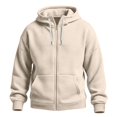 thumbnail image 5 of FENGYOU Mens Waffle Knit Zip Up Hoodie Long Sleeve Drawstring Hooded Sweatshirt Relaxed Fit Casual Full Zip Jacket Beige L, 5 of 5