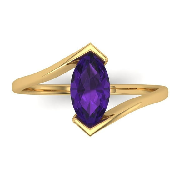 Solitaire Engagement Ring for Women - 2ct Natural Amethyst in 18K Yellow Gold Promise Ring