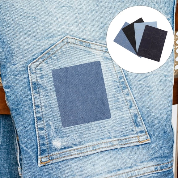 ELAYARD 4-Pack Self-Adhesive Denim Repair Patches for Jeans, Clothes, and Fabric - Sticky Patch Kit for Hole and Tear Fixing