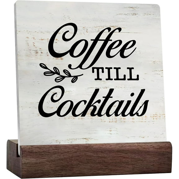 Rustic Coffee Till Cocktails Sign Funny Kitchen Bar Ceramic Table Sign Farmhouse Home Kitchen Bar Desk Shelf Decor