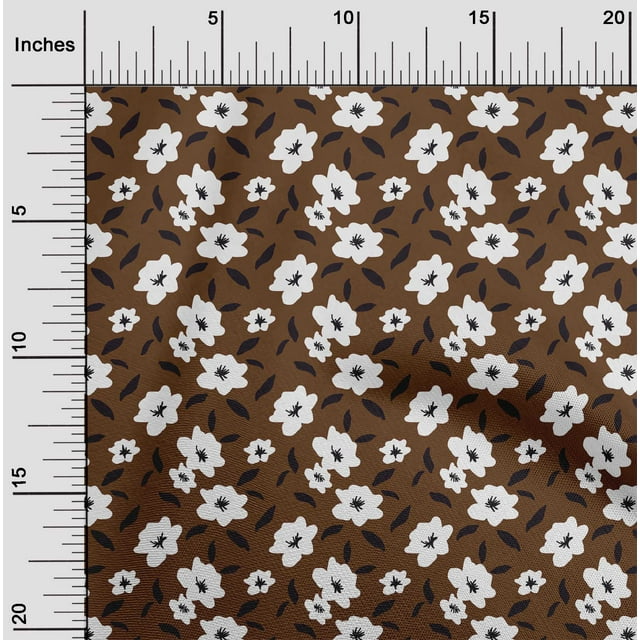 oneOone Polyester Spandex Brown Fabric Florals Craft Projects Decor Fabric Printed By The Yard 56 Inch Wide-EMM