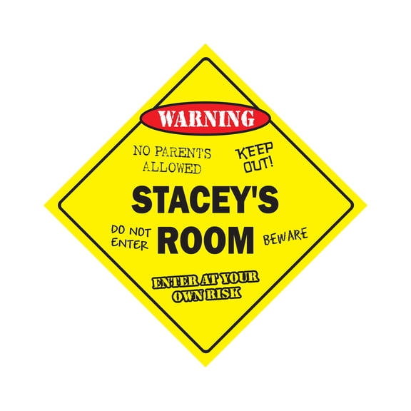 Stacey's Room Sign Crossing Zone Xing | Indoor/Outdoor | 12" Tall kids bedroom decor door children's name boy girl
