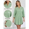 thumbnail image 4 of ANLIQI Womens Cotton Nightgown Sexy Button Down Night Shirts Soft Summer Sleep Shirt Ladies Comfy Night Dress (Sage Green,M), 4 of 6